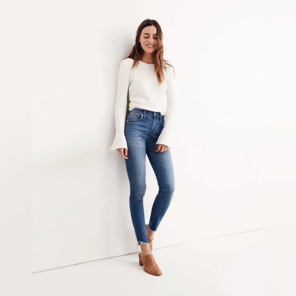 Madewell 10" High-Rise Skinny Tulip Hem Jeans Womens Size 28 Medium Wash